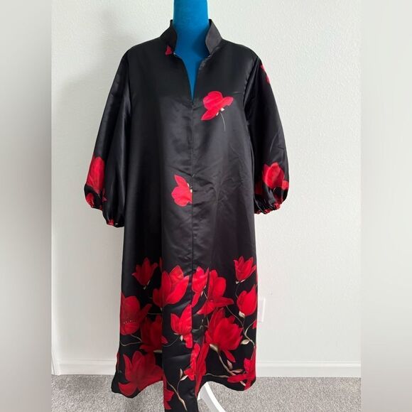 SHEIN Dresses & Skirts - Black Dress with Red Floral Design